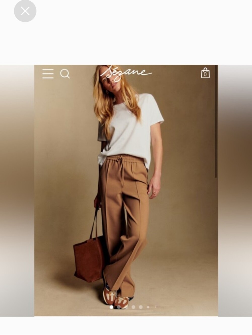 Sezane Tan Knit Drawstring Waist Pants
